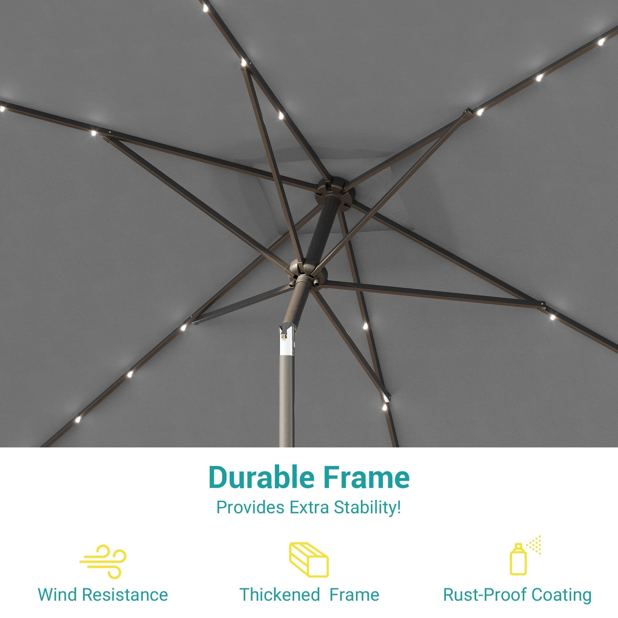 BONOSUKI Parasols d'extérieur à LED 10 x 6,5 pi pour terrasses et marchés