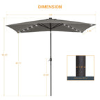 BONOSUKI Parasol rectangulaire d'extérieur 3 x 2 m avec éclairage LED, en aluminium/acier et inclinable