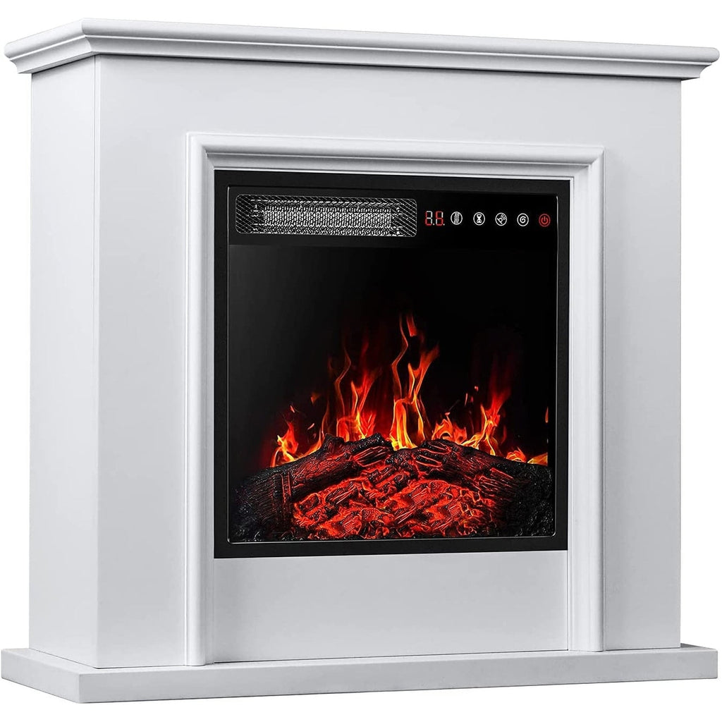 Cheminée électrique Bossin 43 avec manteau, insert de cheminée électrique de 23 pouces, meuble TV autonome avec foyer en bois
