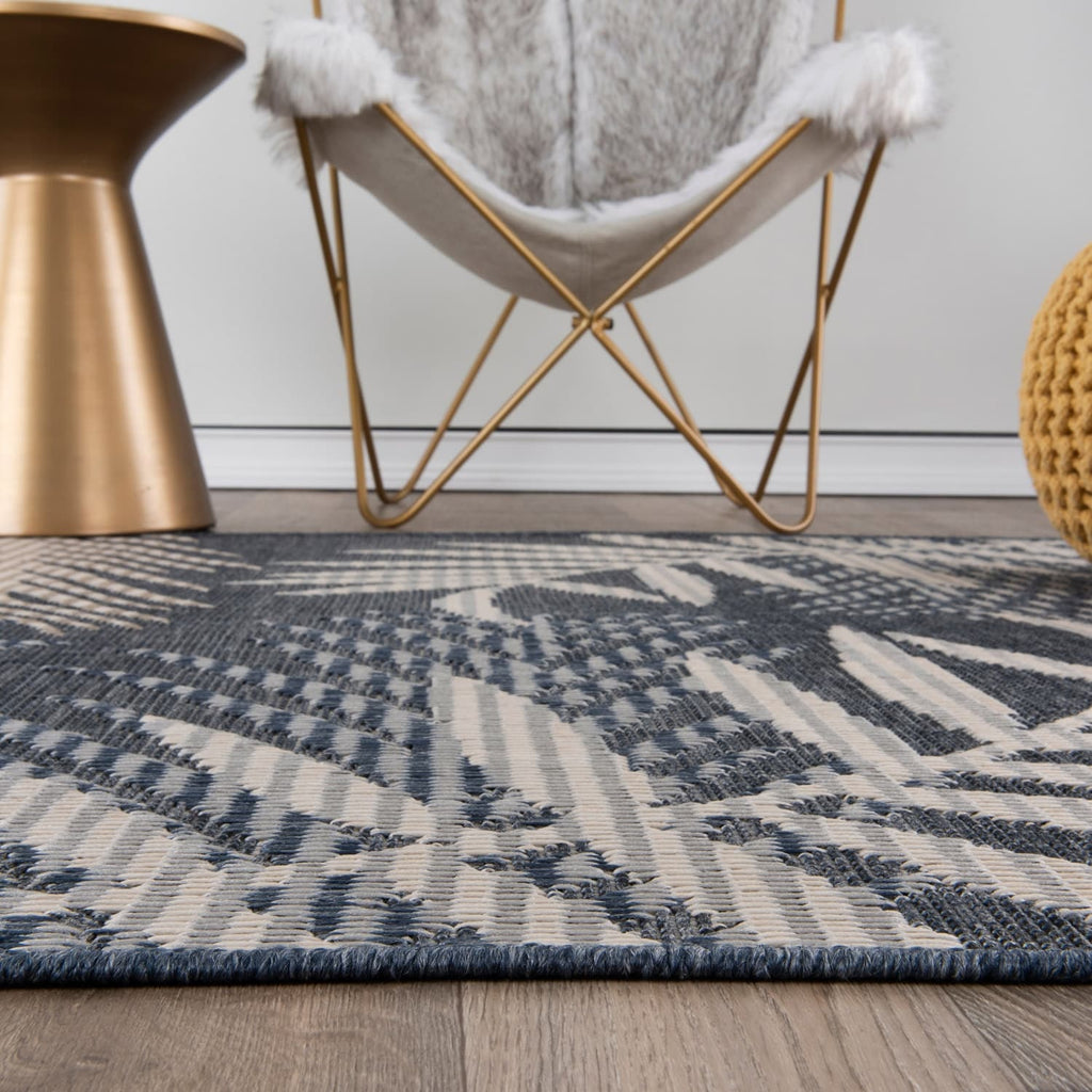 Tapis d'intérieur/extérieur à motif de feuilles de palmier des Bahamas