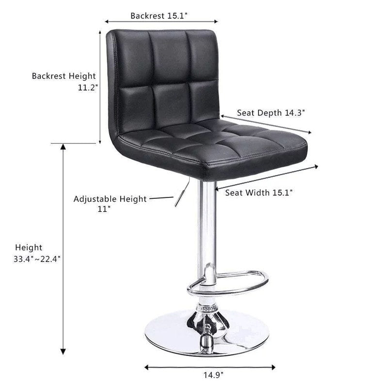 Tabourets de bar pivotants sans accoudoirs, réglables, en cuir PU, lot de 2
