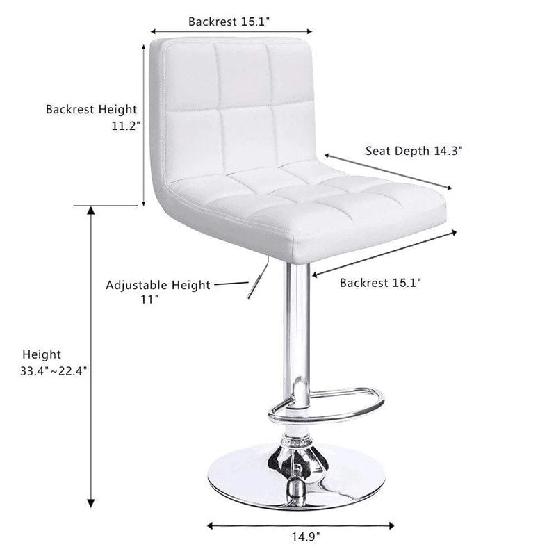Tabourets de bar pivotants sans accoudoirs, réglables, en cuir PU, lot de 2
