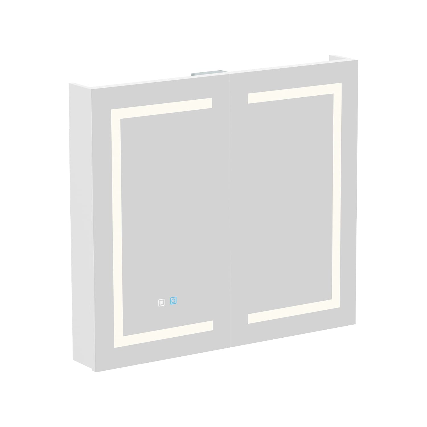 Armoire à pharmacie de salle de bain avec miroir LED antibuée 6 000 K, armoire murale blanche