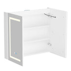 Armoire à pharmacie de salle de bain avec miroir LED antibuée 6 000 K, armoire murale blanche