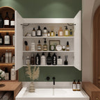 Armoire à pharmacie de salle de bain avec miroir LED antibuée 6 000 K, armoire murale blanche