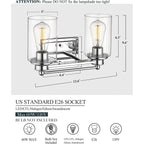 Applique murale pour salle de bain, lampe à placer au-dessus du miroir avec abat-jour en verre transparent