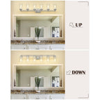 Applique murale pour salle de bain, lampe à placer au-dessus du miroir avec abat-jour en verre transparent