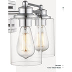 Applique murale pour salle de bain, lampe à placer au-dessus du miroir avec abat-jour en verre transparent