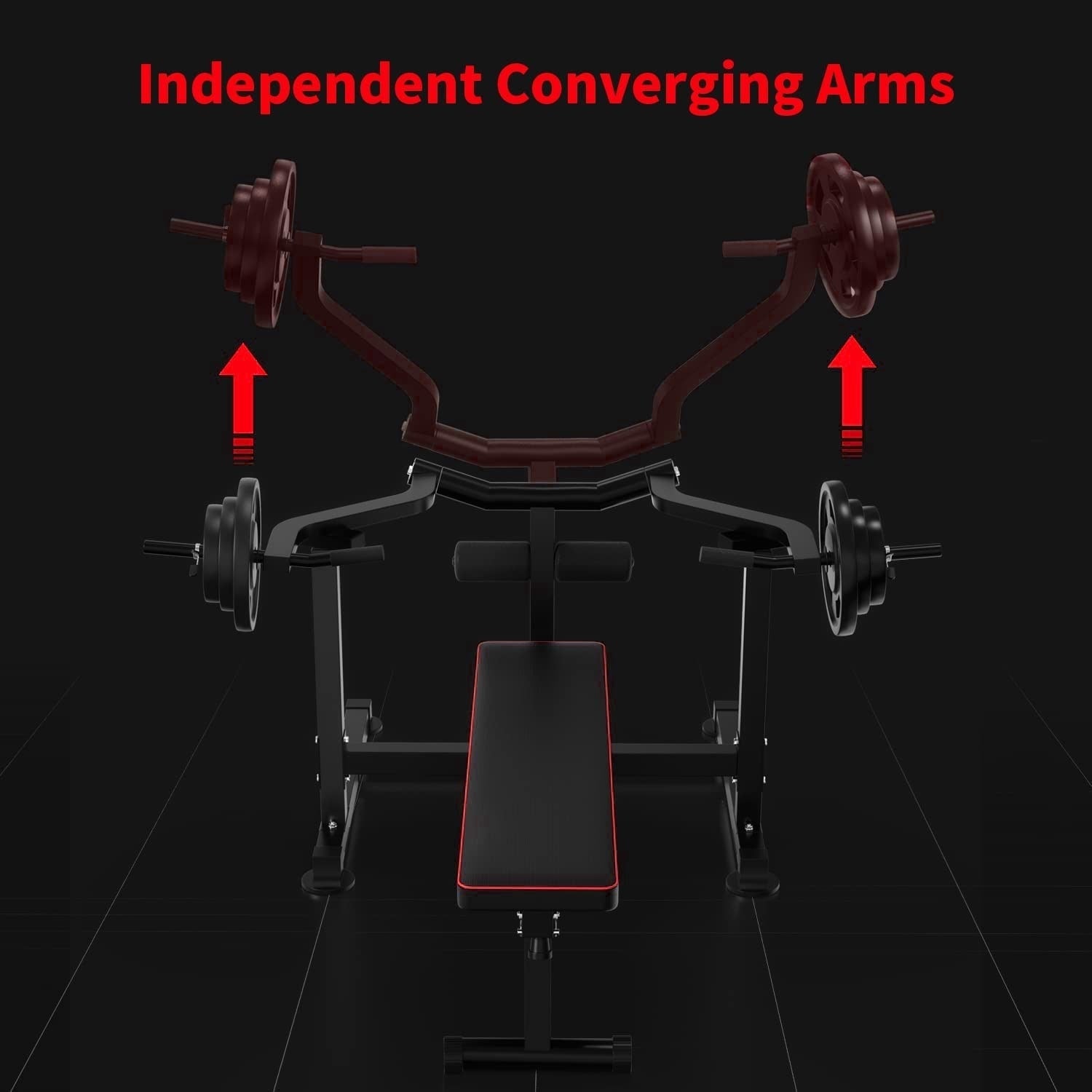 Machine de développé couché Zenova avec bras convergents indépendants et support d'haltères