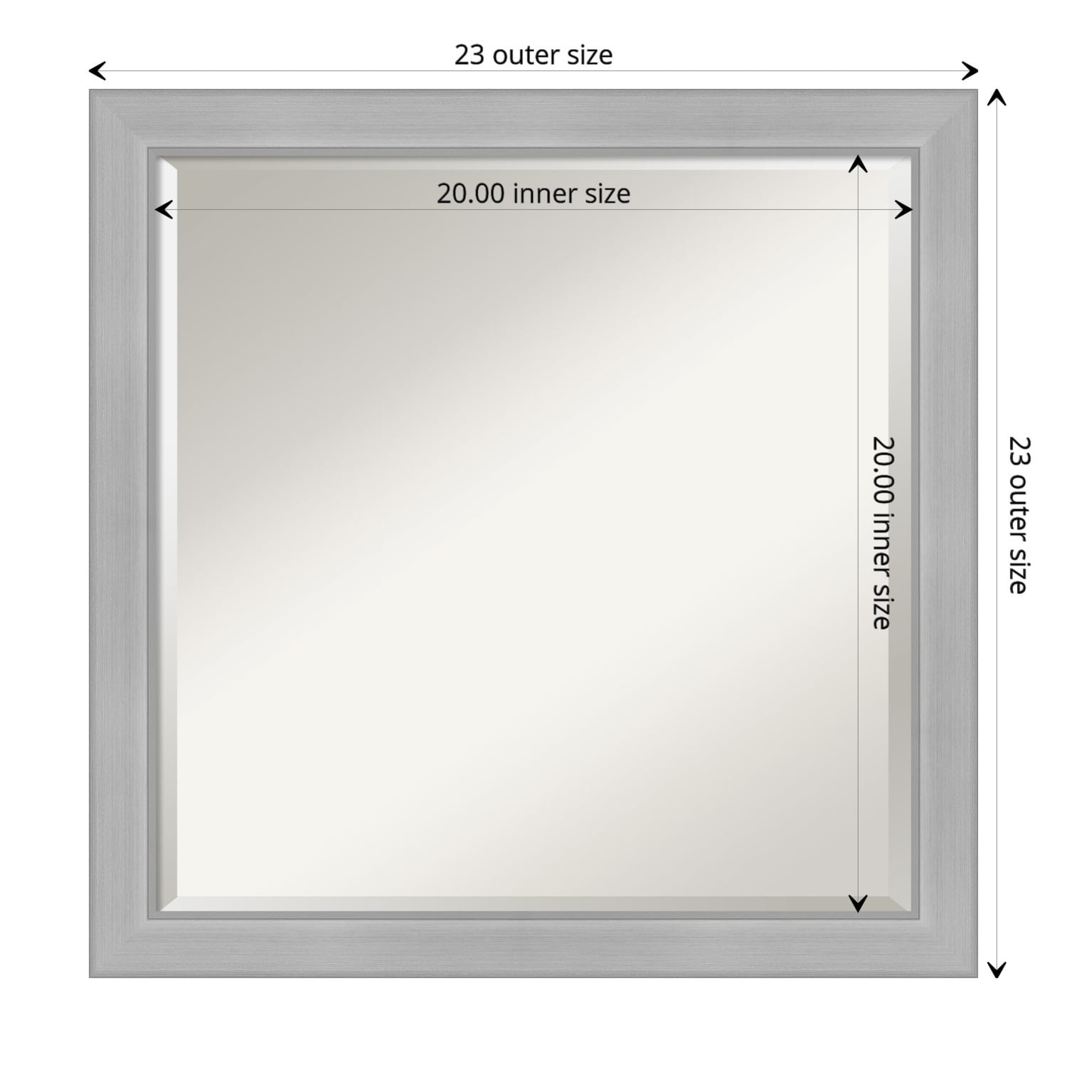 Miroir mural biseauté pour salle de bain - Cadre Vista en nickel brossé