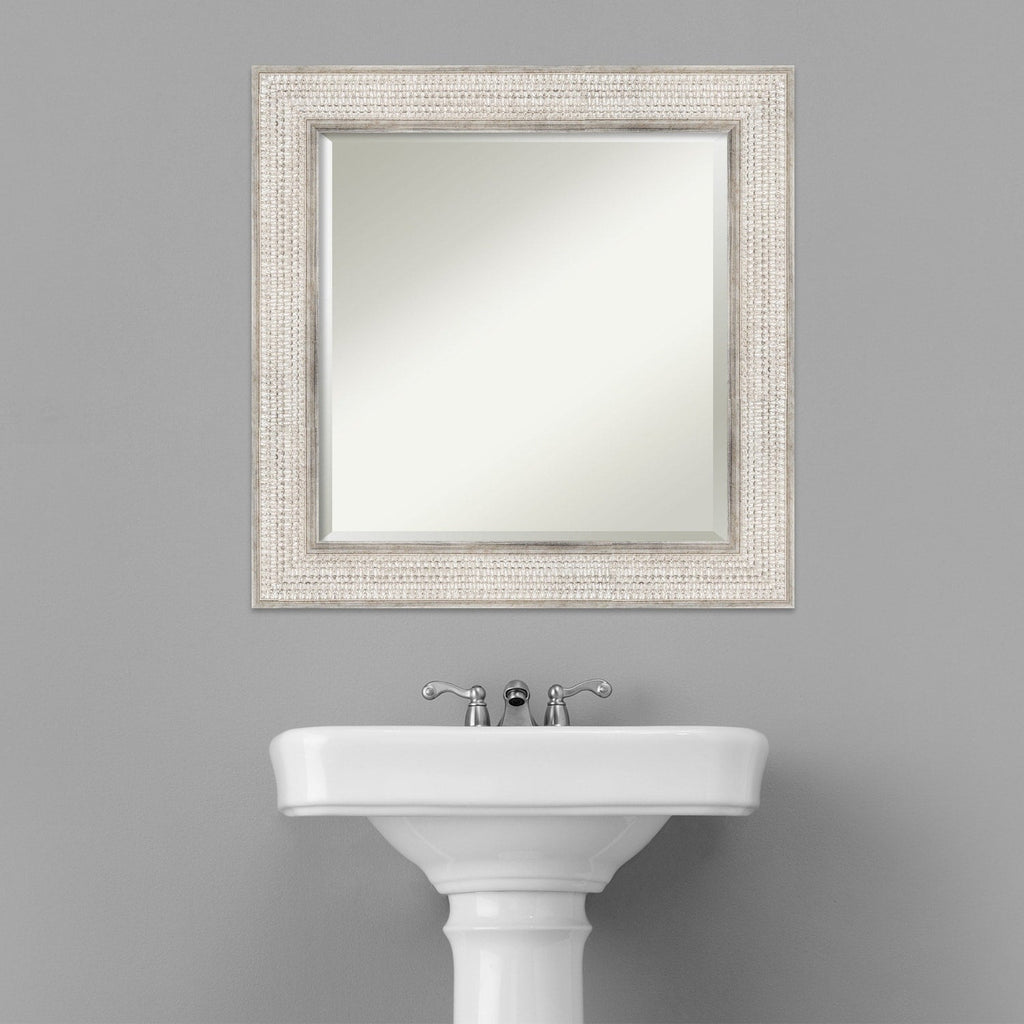 Miroir mural de salle de bain en bois biseauté - Cadre argenté Treillis - Argent Treillis