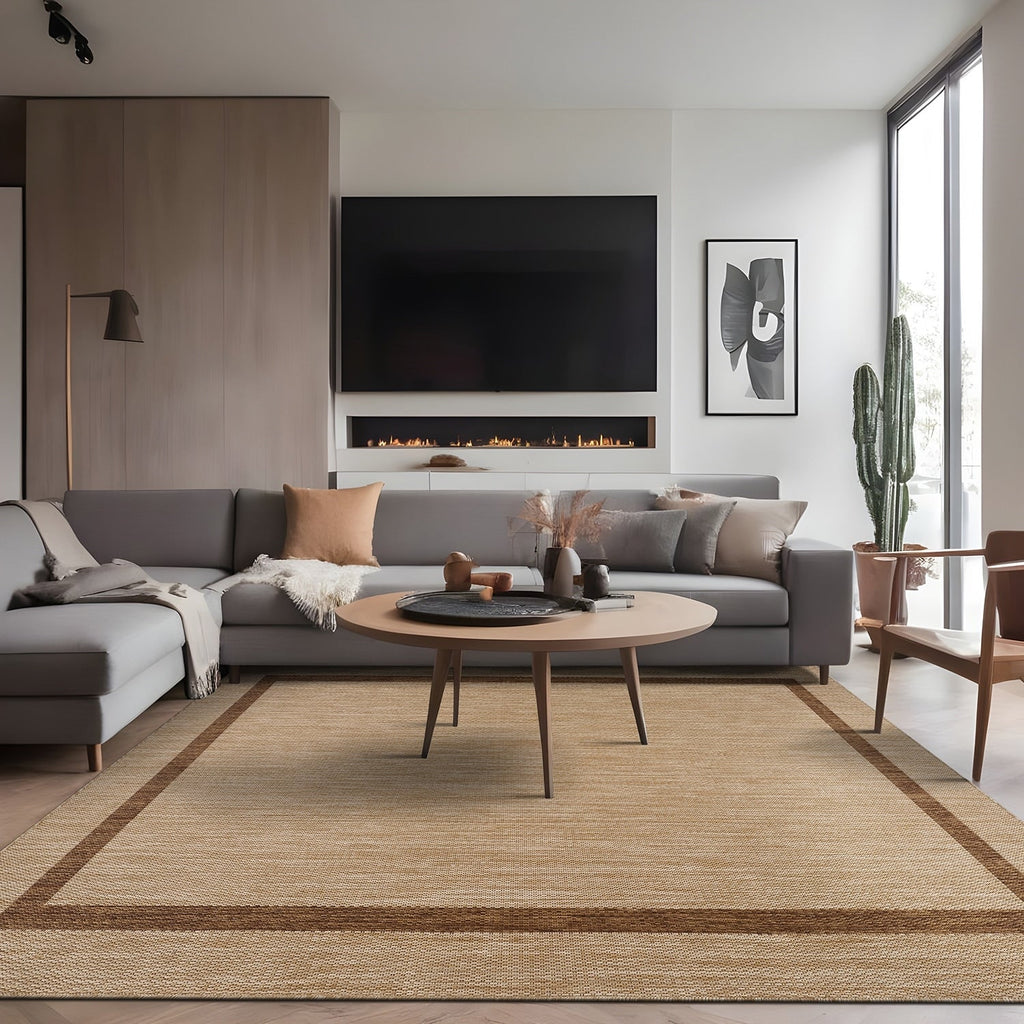 Tapis Beverly Rug moderne à bordures pour intérieur et extérieur, tapis d'extérieur pour patio, terrasse, porche