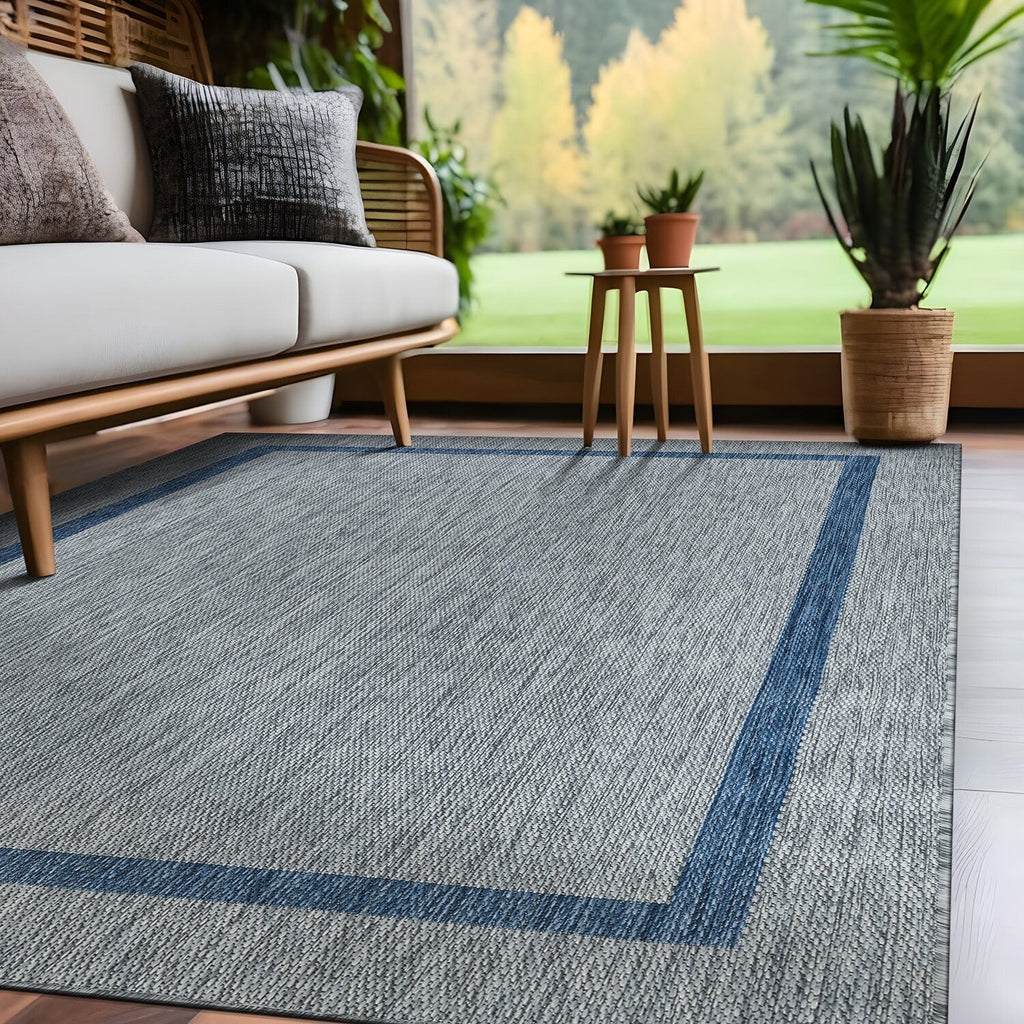 Tapis Beverly Rug moderne à bordures pour intérieur et extérieur, tapis d'extérieur pour patio, terrasse, porche