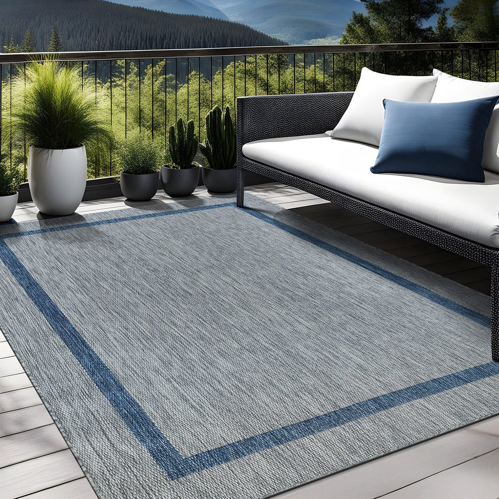 Tapis Beverly Rug moderne à bordures pour intérieur et extérieur, tapis d'extérieur pour patio, terrasse, porche