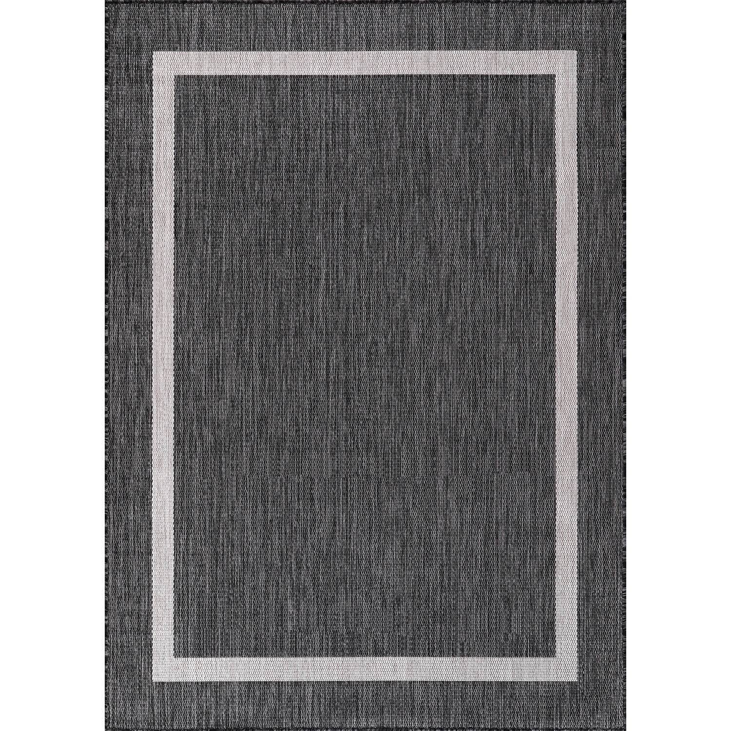 Tapis Beverly Rug moderne à bordures pour intérieur et extérieur, tapis d'extérieur pour patio, terrasse, porche