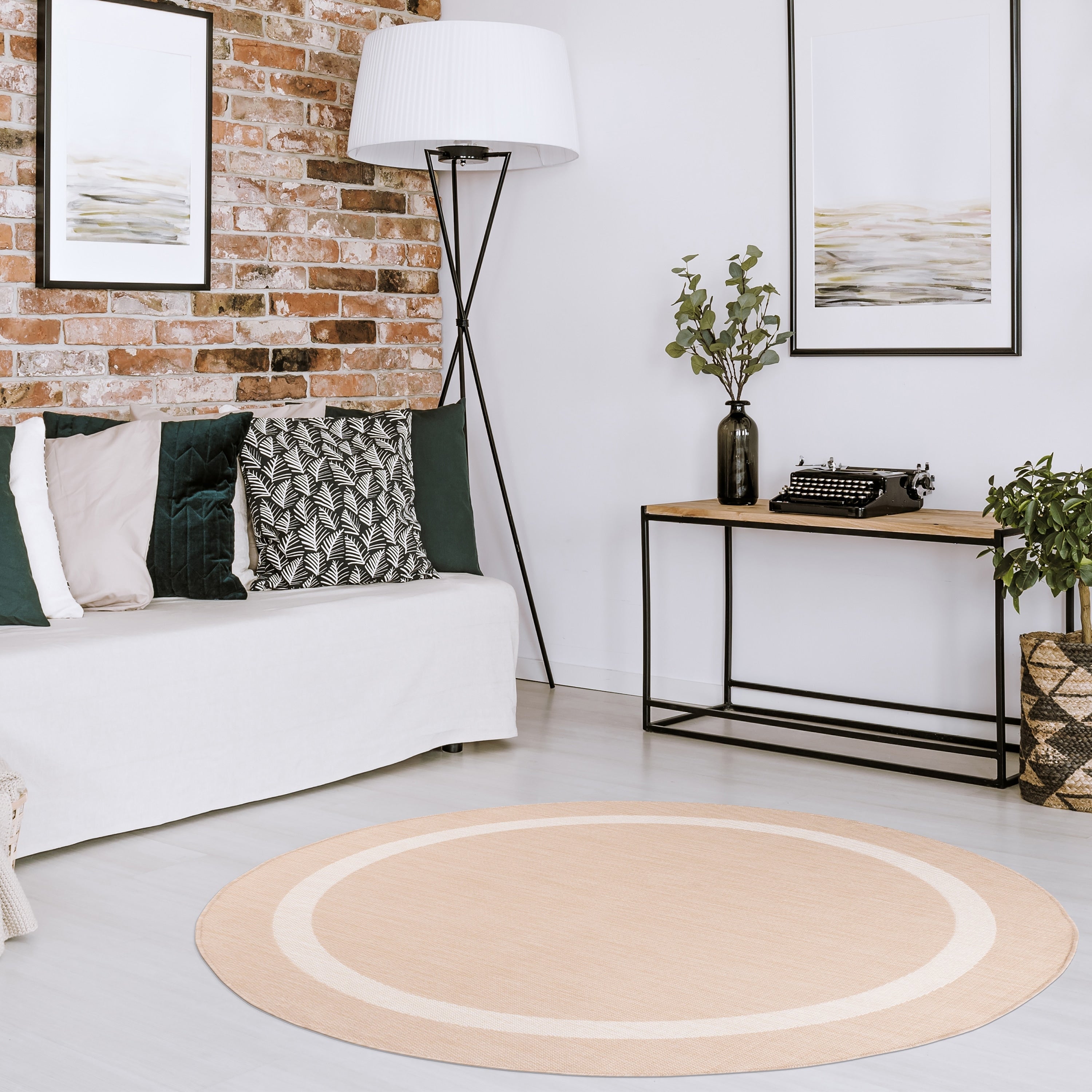 Tapis Beverly Rug moderne à bordures pour intérieur et extérieur, tapis d'extérieur pour patio, terrasse, porche