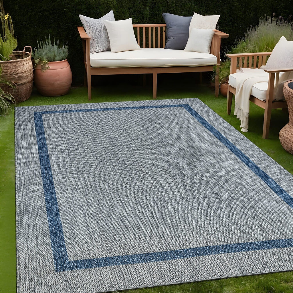 Tapis Beverly Rug moderne à bordures pour intérieur et extérieur, tapis d'extérieur pour patio, terrasse, porche