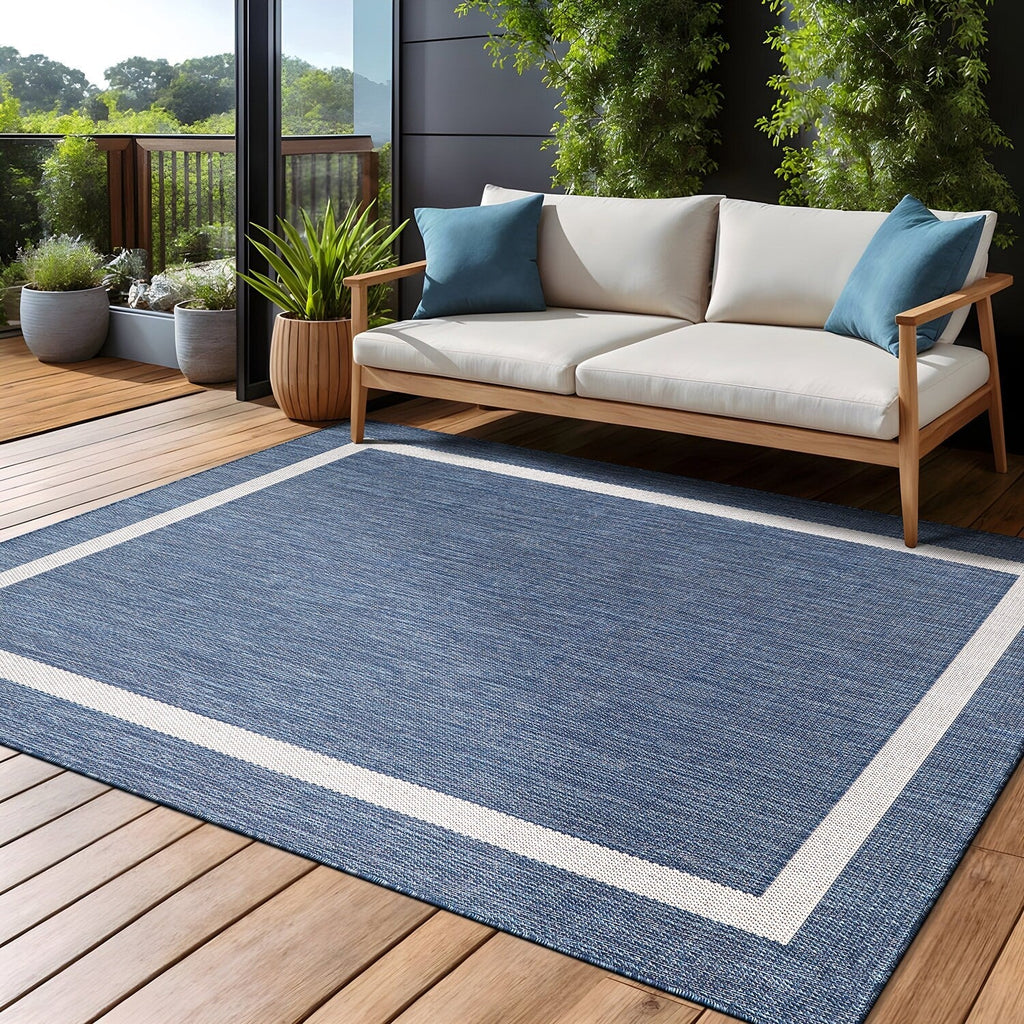 Tapis Beverly Rug moderne à bordures pour intérieur et extérieur, tapis d'extérieur pour patio, terrasse, porche