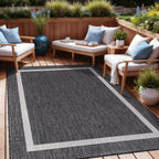 Tapis Beverly Rug moderne à bordures pour intérieur et extérieur, tapis d'extérieur pour patio, terrasse, porche