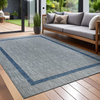 Tapis Beverly Rug moderne à bordures pour intérieur et extérieur, tapis d'extérieur pour patio, terrasse, porche