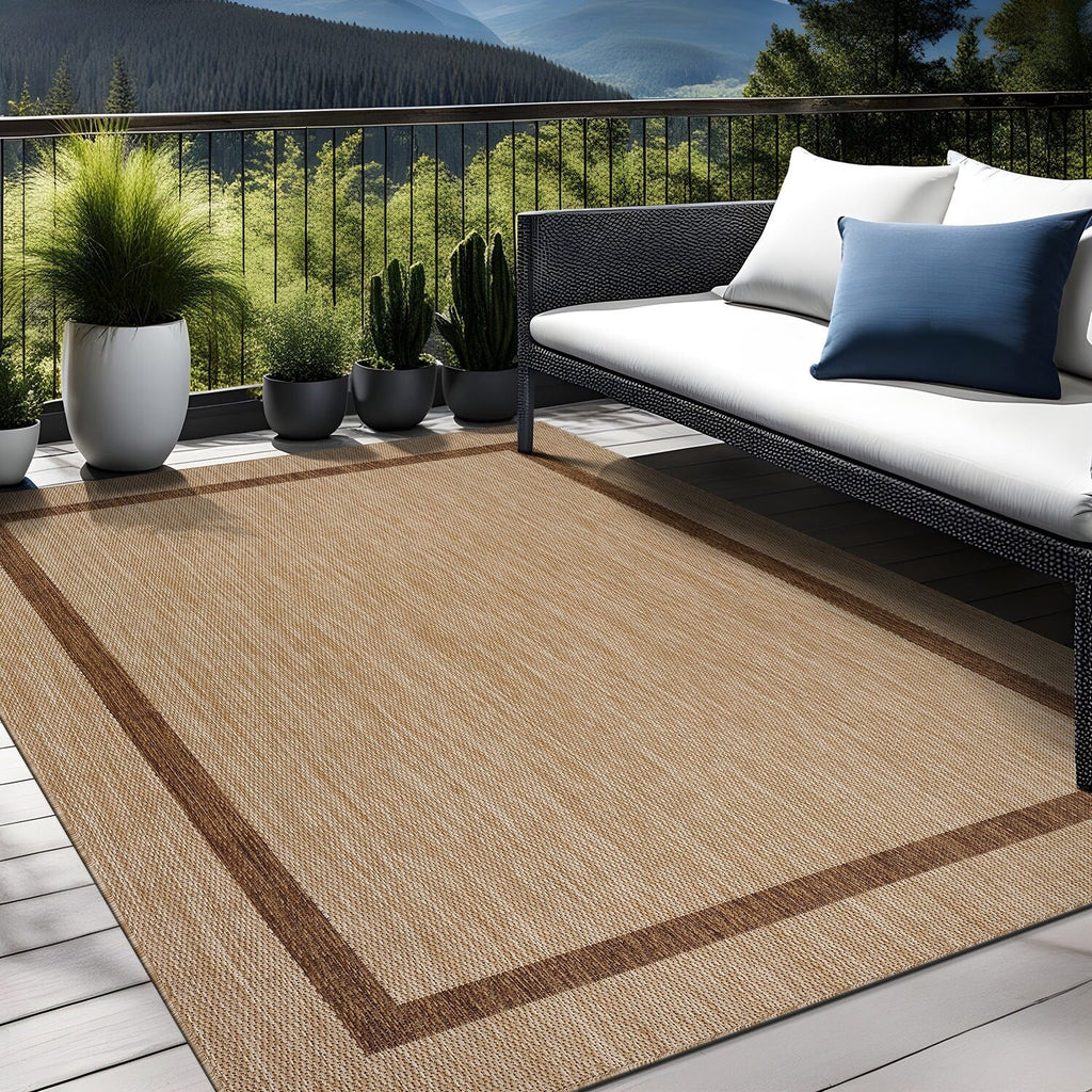 Tapis Beverly Rug moderne à bordures pour intérieur et extérieur, tapis d'extérieur pour patio, terrasse, porche