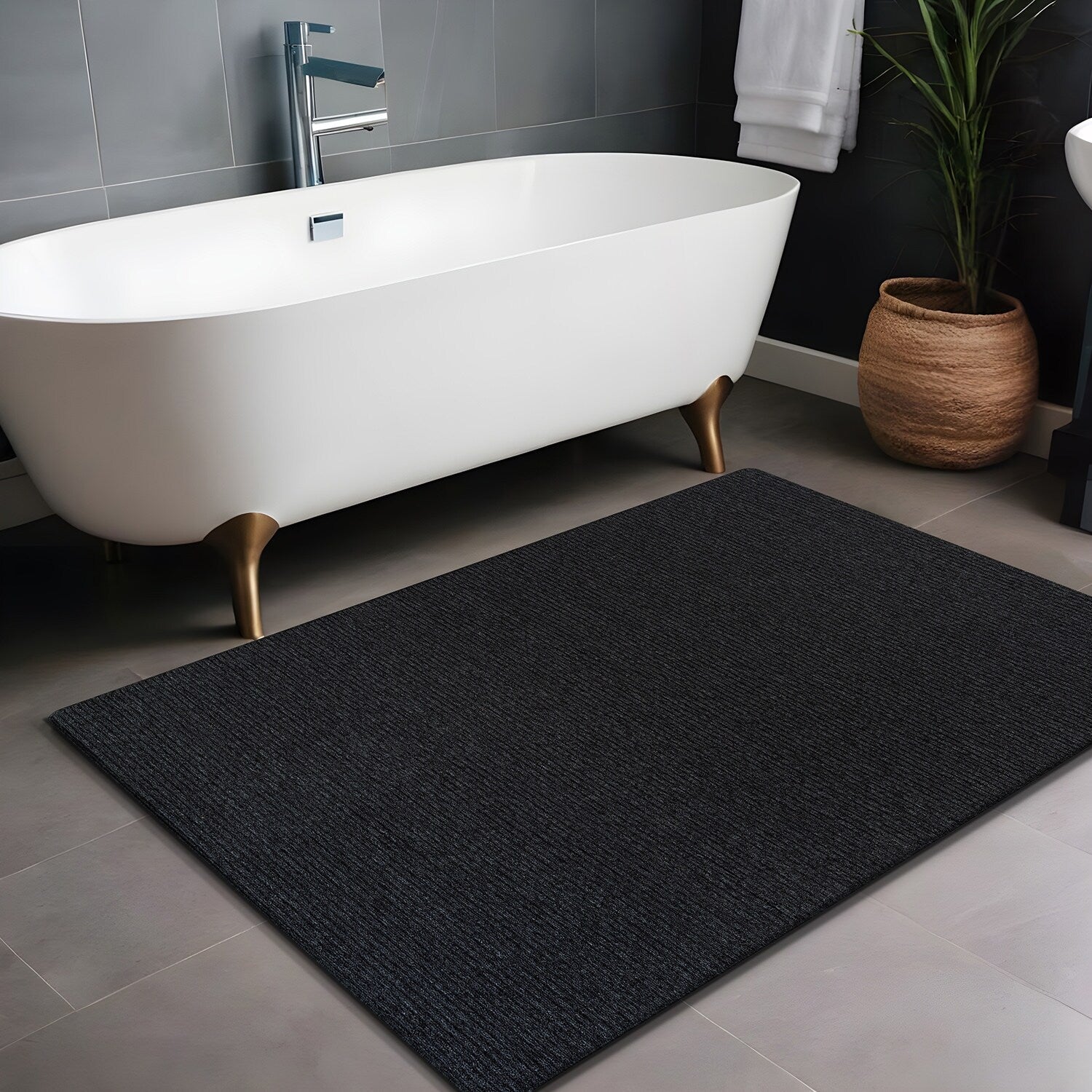 Tapis d'intérieur Beverly Rug uni, antidérapant, dos en caoutchouc, lavable