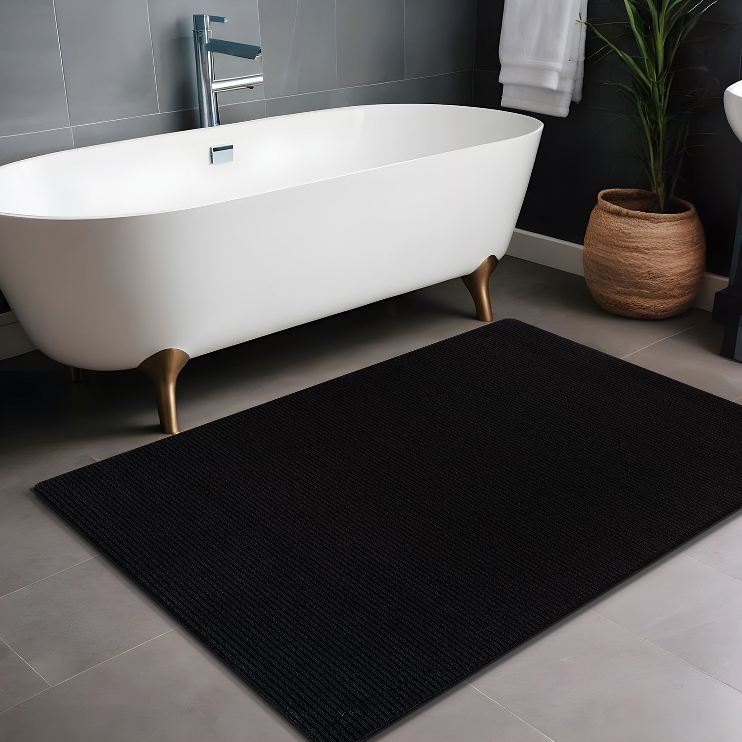 Tapis d'intérieur Beverly Rug uni, antidérapant, dos en caoutchouc, lavable