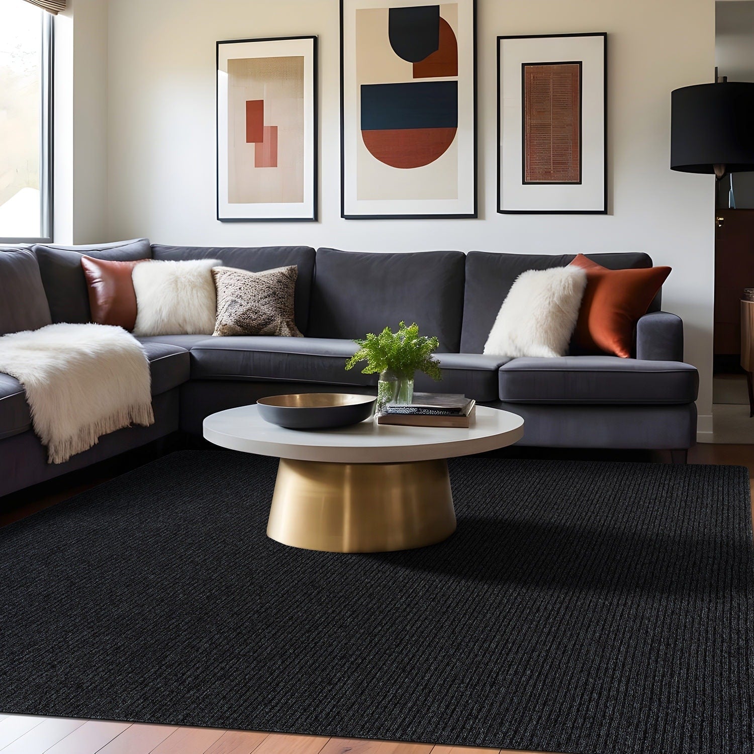 Tapis d'intérieur Beverly Rug uni, antidérapant, dos en caoutchouc, lavable