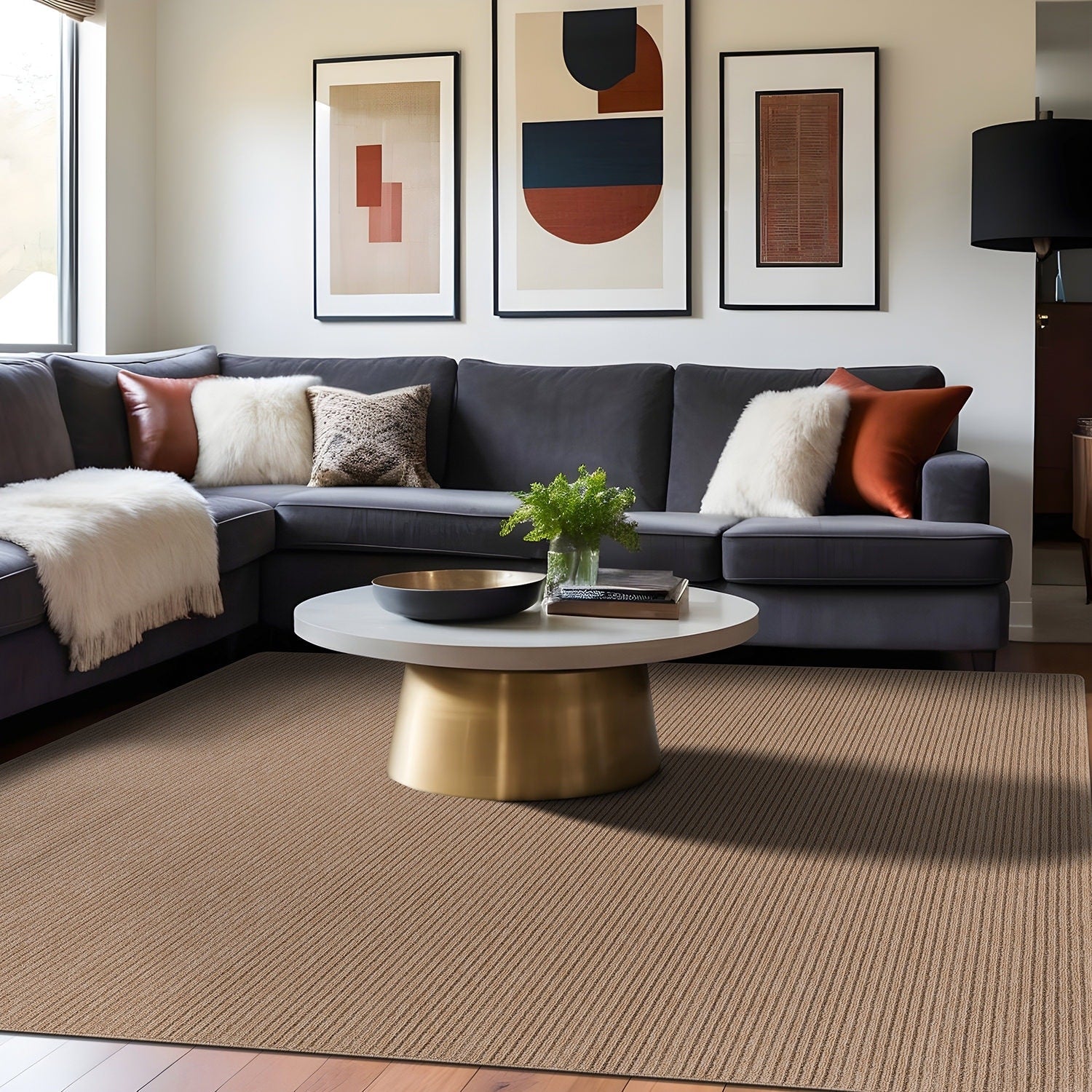 Tapis d'intérieur Beverly Rug uni, antidérapant, dos en caoutchouc, lavable