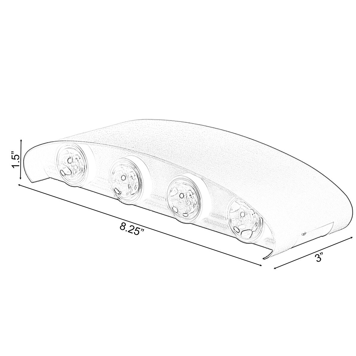 Applique murale décorative contemporaine noire en aluminium étanche pour l'intérieur et l'extérieur, 8 watts, blanc froid 4000K