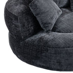 Pouf simple surdimensionné en chenille noir de 42,52 pouces avec trois oreillers pour chambre à coucher