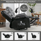 Fauteuil inclinable pivotant noir avec chauffage, massage et ports USB