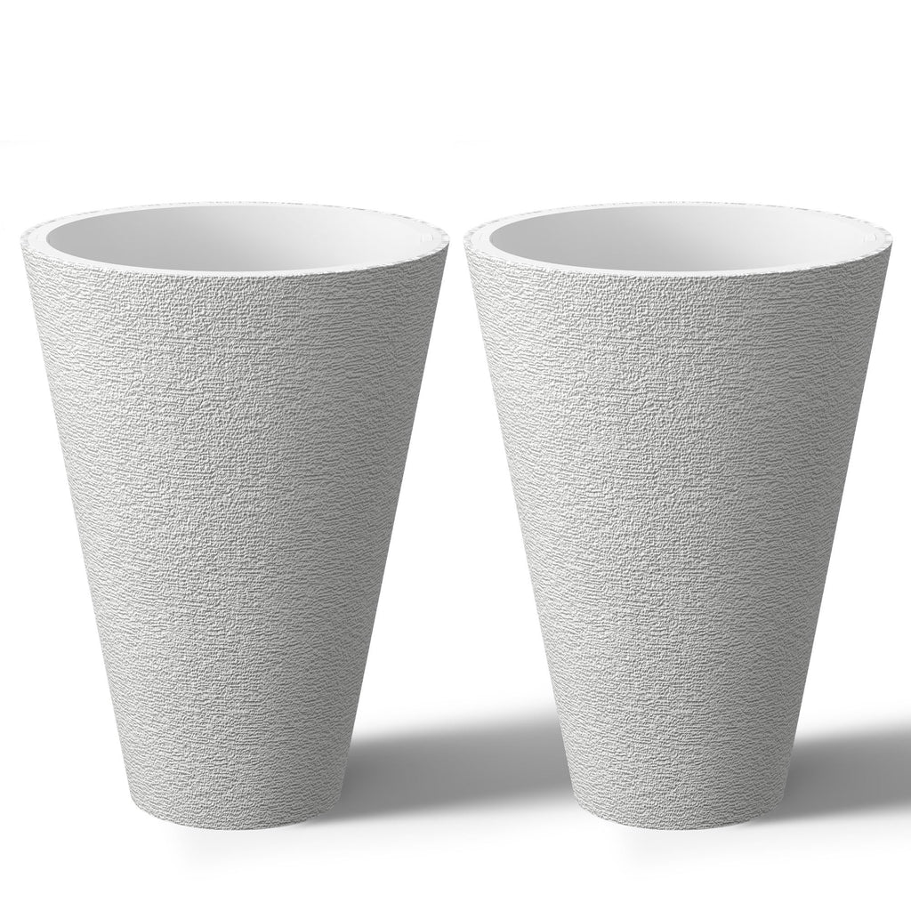 Ensemble de 2 grands pots ronds en plastique noir pour fleurs d'intérieur et d'extérieur