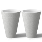 Ensemble de 2 grands pots ronds en plastique noir pour fleurs d'intérieur et d'extérieur