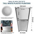 Ensemble de 2 grands pots ronds en plastique noir pour fleurs d'intérieur et d'extérieur