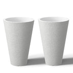 Ensemble de 2 grands pots ronds en plastique noir pour fleurs d'intérieur et d'extérieur