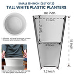 Ensemble de 2 grands pots ronds en plastique noir pour fleurs d'intérieur et d'extérieur