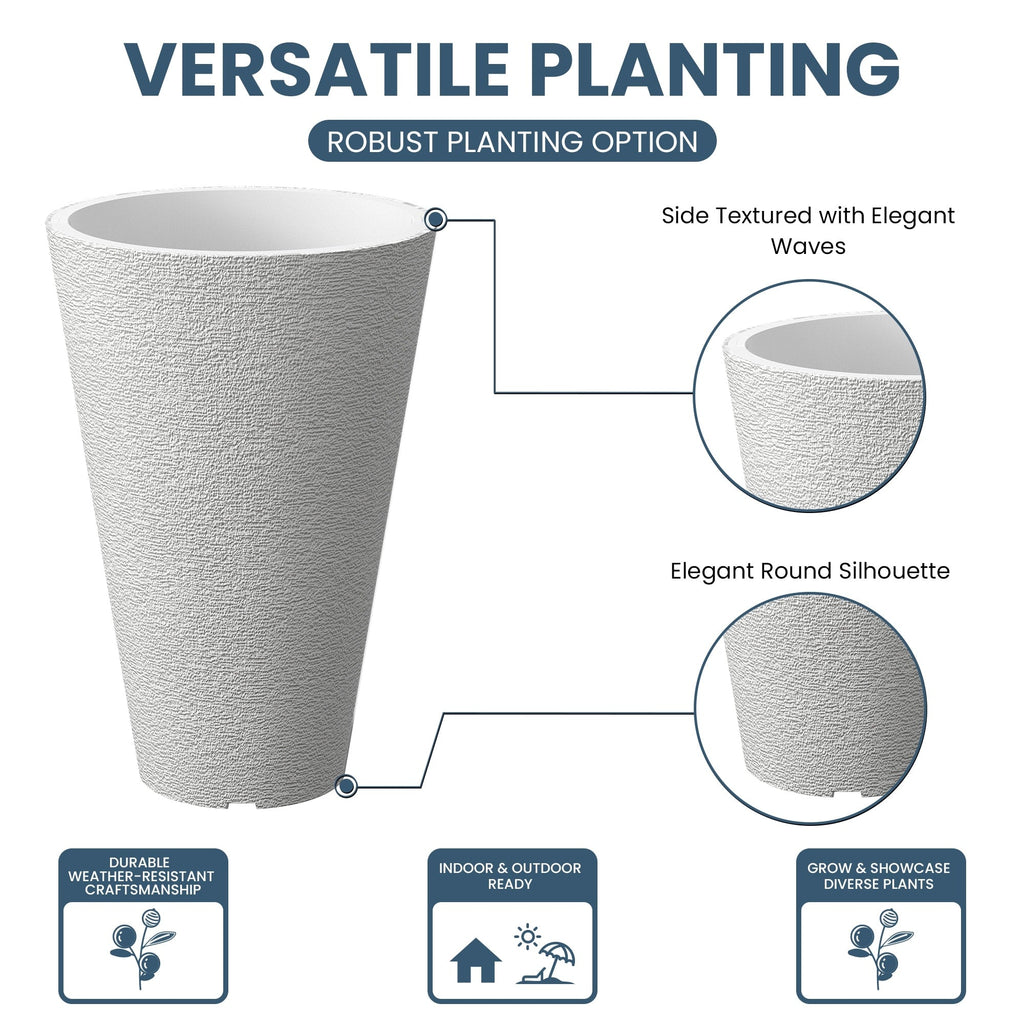 Ensemble de 2 grands pots ronds en plastique noir pour fleurs d'intérieur et d'extérieur