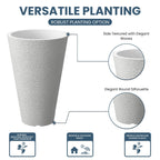 Ensemble de 2 grands pots ronds en plastique noir pour fleurs d'intérieur et d'extérieur