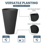 Ensemble de 2 grands pots ronds en plastique noir pour fleurs d'intérieur et d'extérieur