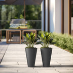 Ensemble de 2 grands pots ronds en plastique noir pour fleurs d'intérieur et d'extérieur