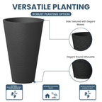Ensemble de 2 grands pots ronds en plastique noir pour fleurs d'intérieur et d'extérieur