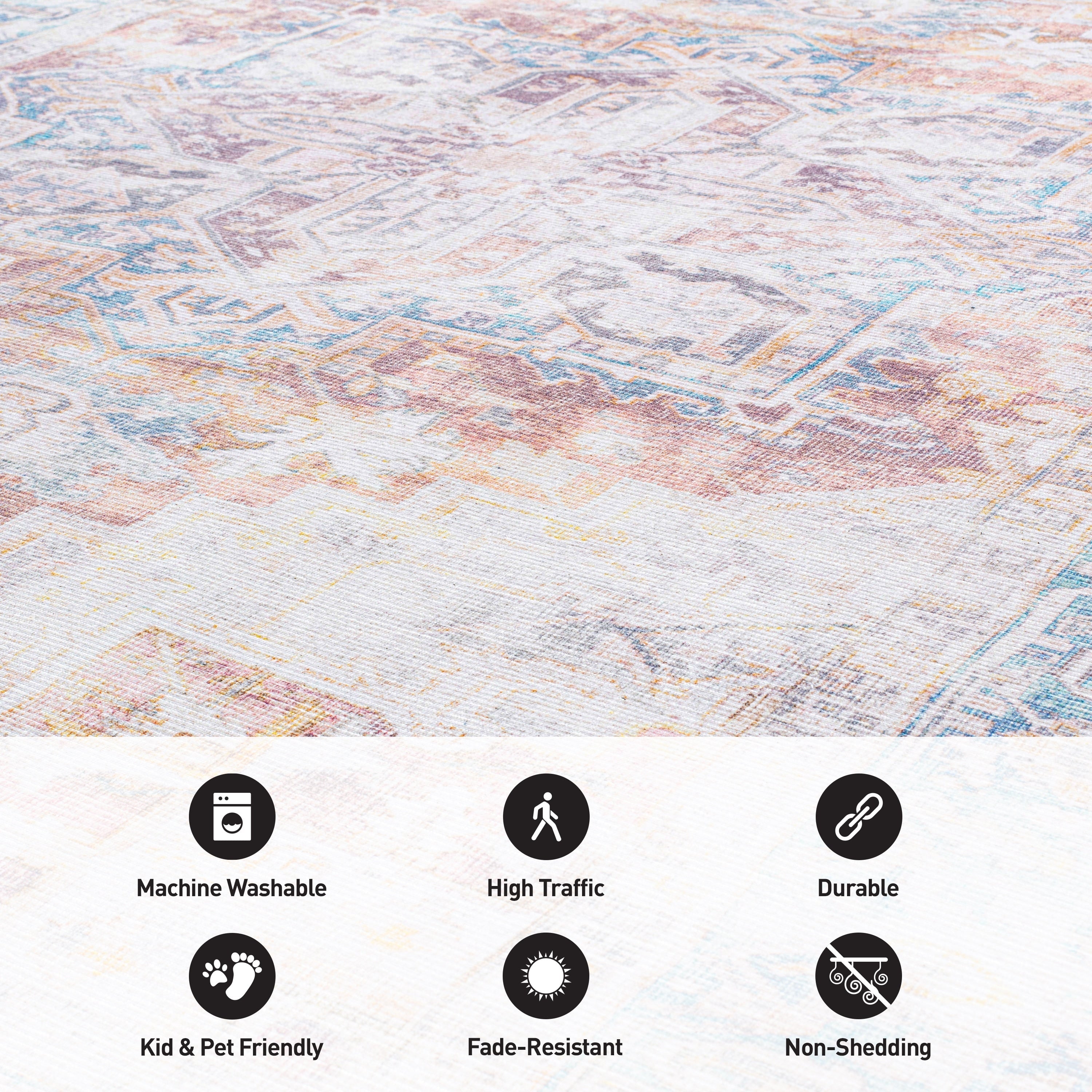 Tapis bohème vieilli lavable en machine