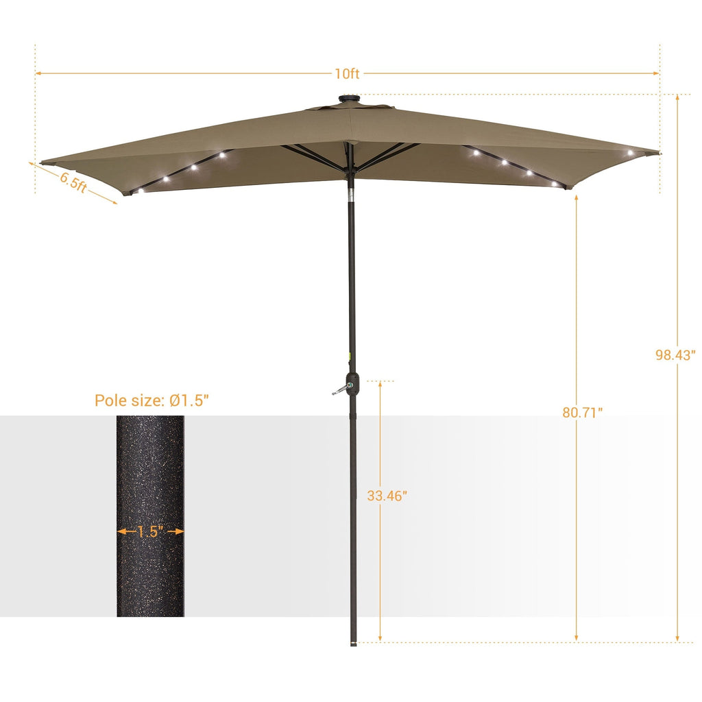Bonosuki Parasol rectangulaire de terrasse avec éclairage LED, 3 x 2 m, en aluminium/acier, inclinable et à manivelle