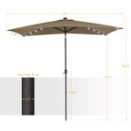 Bonosuki Parasol rectangulaire de terrasse avec éclairage LED, 3 x 2 m, en aluminium/acier, inclinable et à manivelle