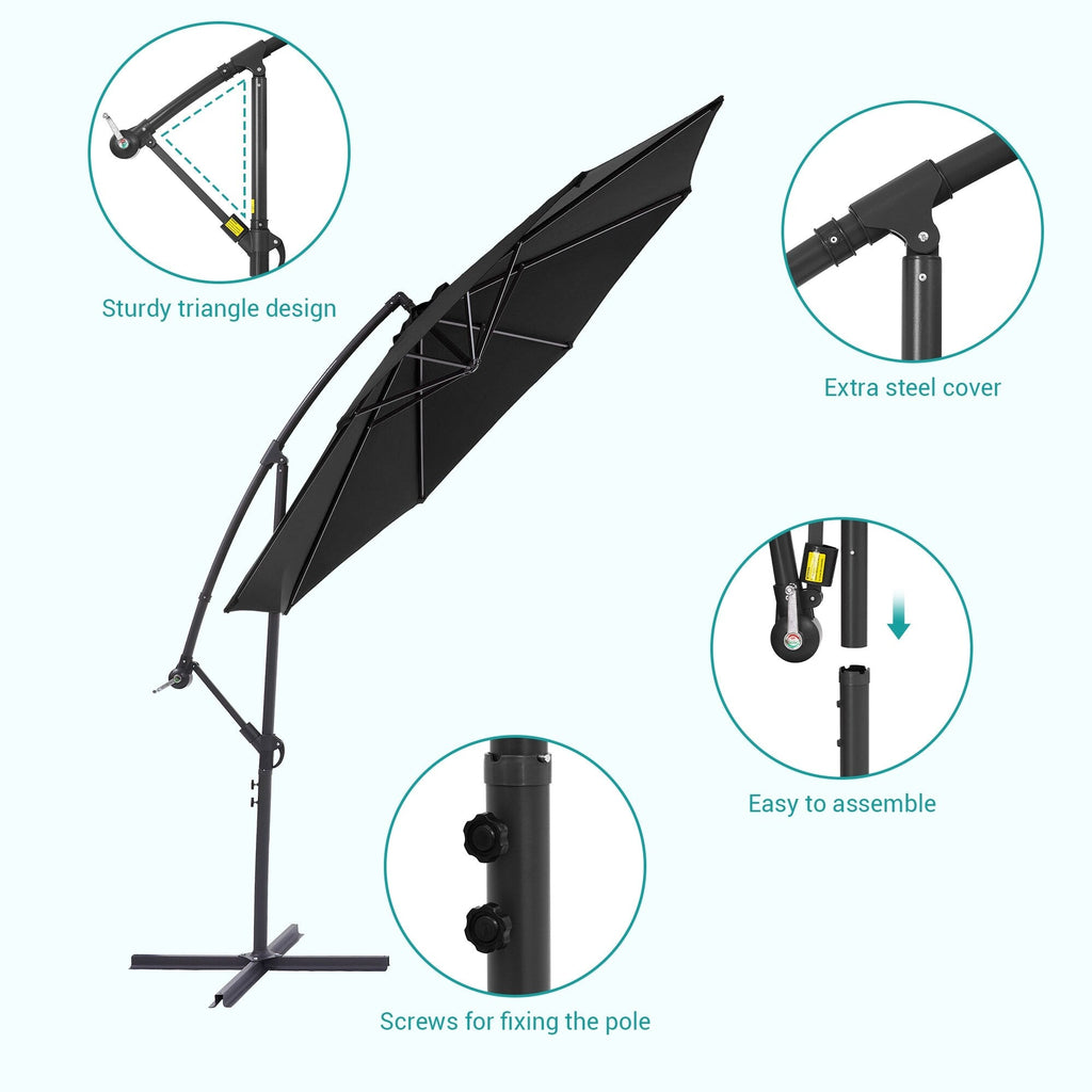 Parasol de patio décalé BONOSUKI de 10 pieds, parasol suspendu d'extérieur
