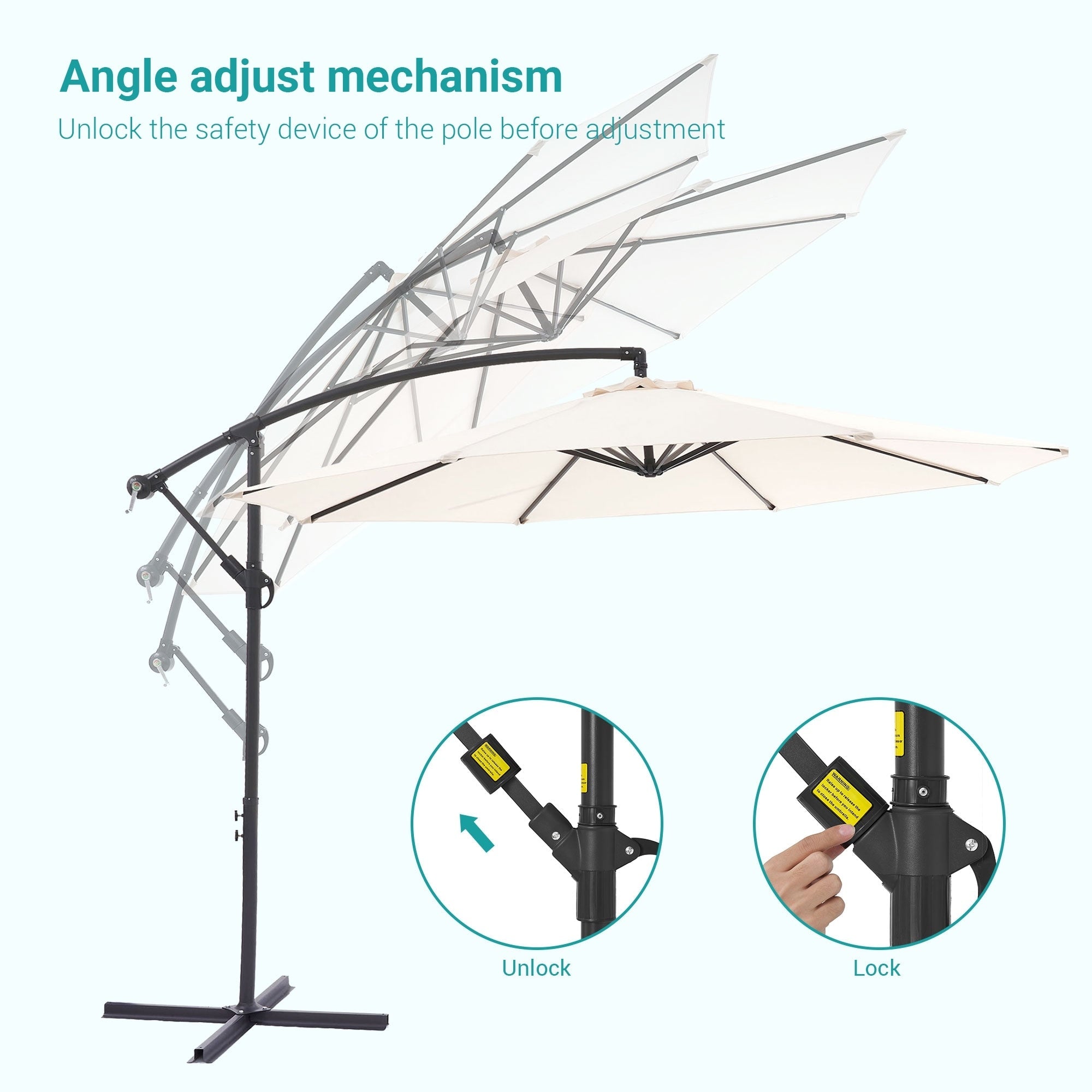 Parasol de patio décalé BONOSUKI de 10 pieds, parasol suspendu d'extérieur