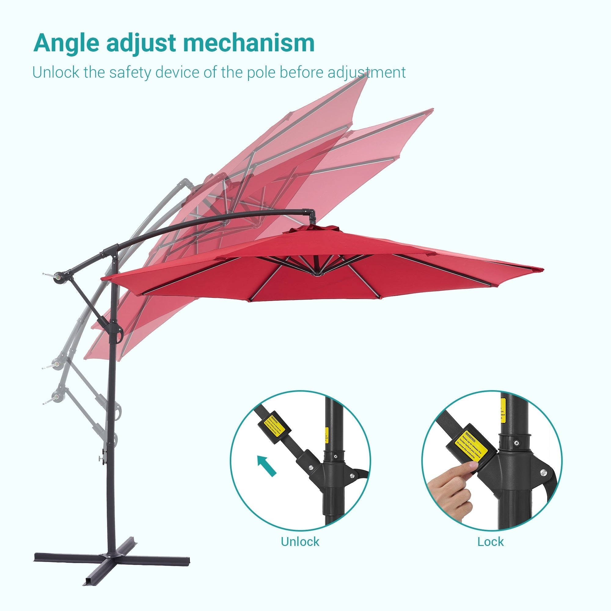 Parasol de patio décalé BONOSUKI de 10 pieds, parasol suspendu d'extérieur