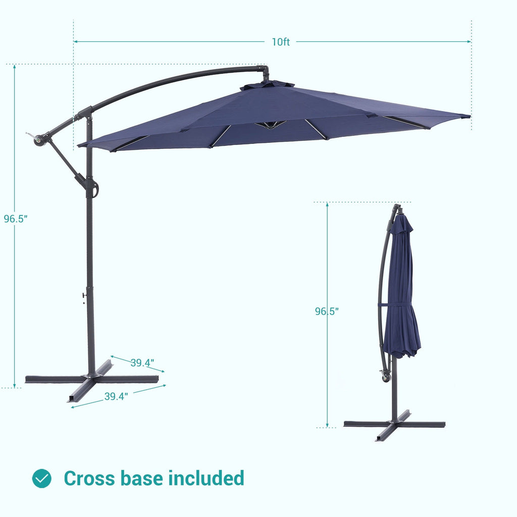 Parasol de patio décalé BONOSUKI de 10 pieds, parasol suspendu d'extérieur