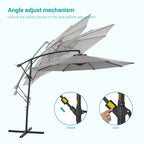 Parasol de patio décalé BONOSUKI de 10 pieds, parasol suspendu d'extérieur